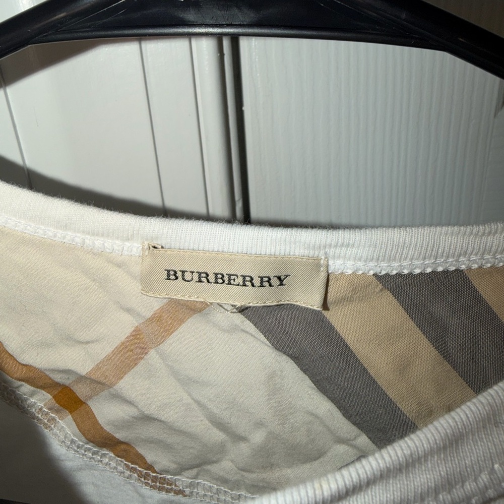 Burberry Beige and Gray Striped Shirt